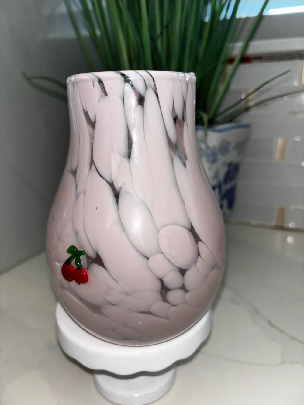 Anthropologie Valentines Icon Confetti Glass Vase Cherry Pink HTF Rare Limited E